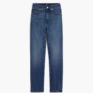J. Crew Blue Straight-Leg Jeans with Silver Studs